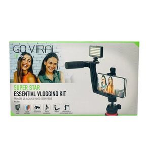 NEW GO VIRAL Super Star Vlogging Kit with LED Light Microphone Tripod & Mount